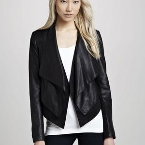 Theory Leather assymetrical blazer jacket