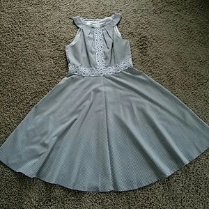 London Times Gray Seersucker Dress
