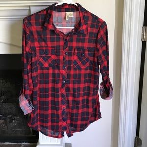 Red & Navy Plaid Shirt