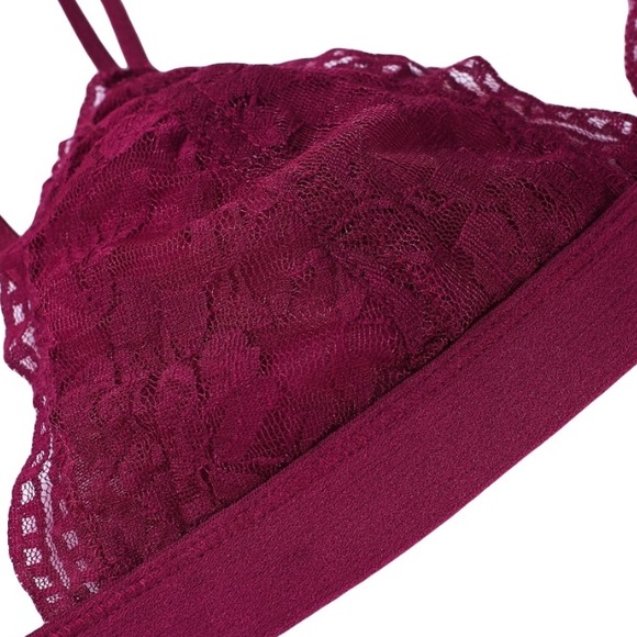 New Burgundy Lace Bra Bralette - Picture 6 of 8