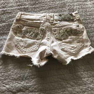 White Miss Me Shorts