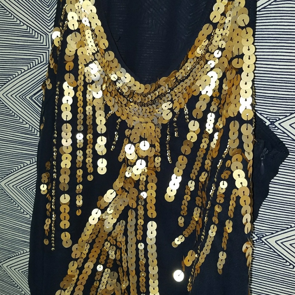 Ark & co navy tank with gold sequins