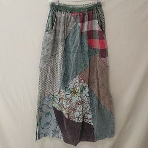 Vintage Patchwork Skirt with Pockets