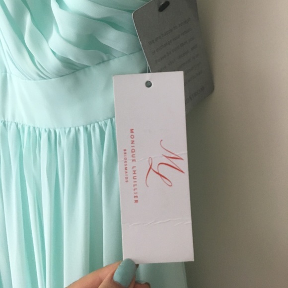 Monique Lhuillier Mint Bridesmaid Dress NEW! - Picture 3 of 7