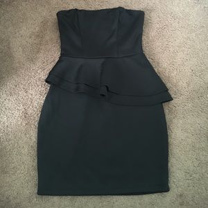 Black strapless peplum dress