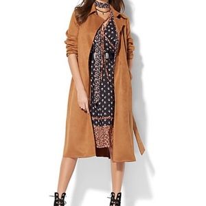 New York & Company ultra suede trench coat new