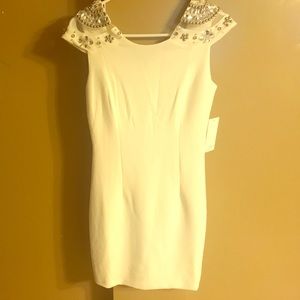 White embellished shoulder dress from Tobi.com