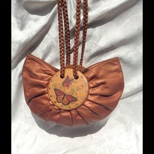 Suzie Kondi Leather and Wooden Butterfly Purse