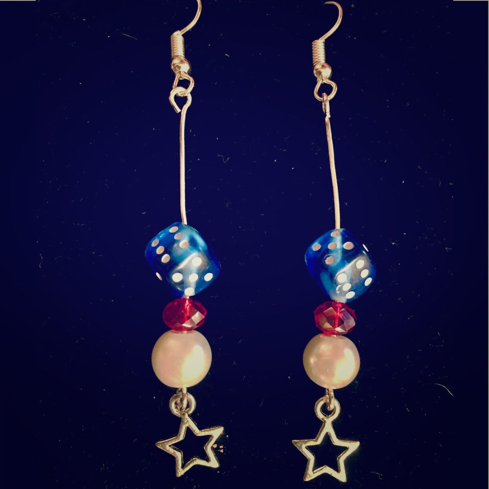 Fourth of July dice classic roll back earrings