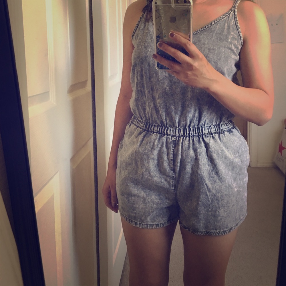 Acid black wash romper