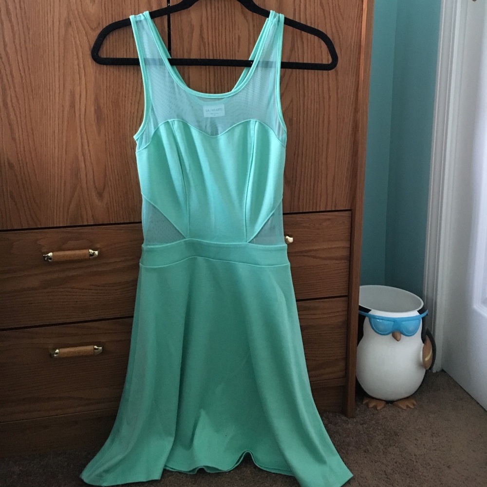 Aqua mesh skater dress