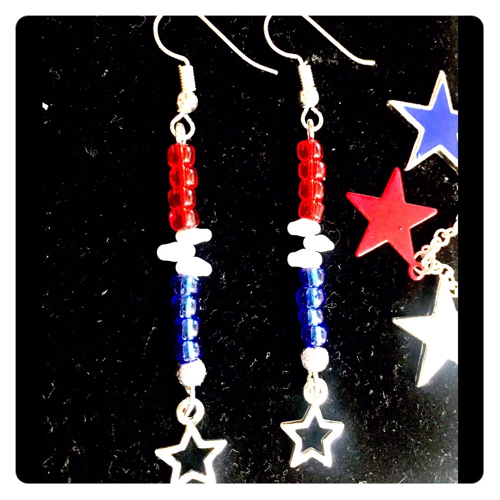 4th of July red white blue earrings