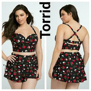 Torrid  High waisted skirted bottom swimsuit