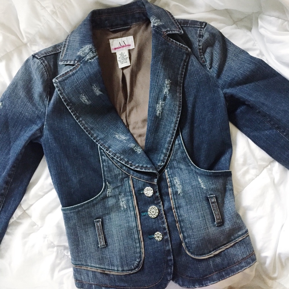 armani exchange detailed jean jacket