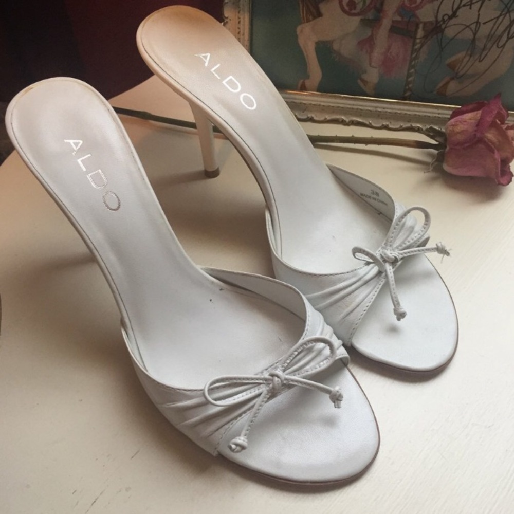 Aldo White Mule Heels