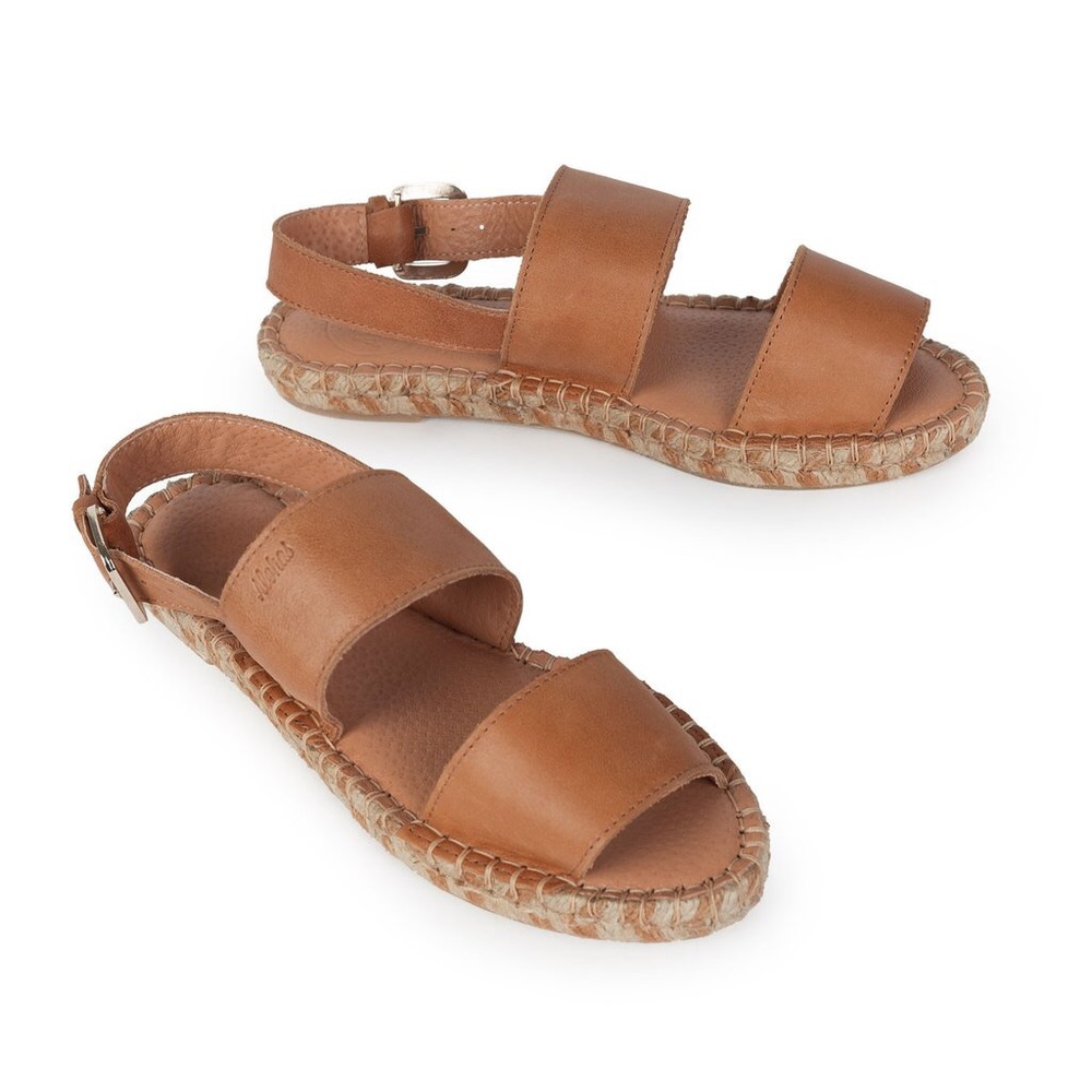 New In Box Double Strap Leather Espadrille Sandals