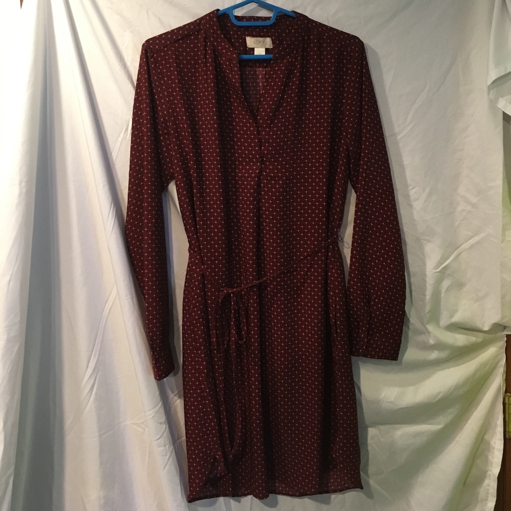 Burgundy/ maroon patterned loft dress