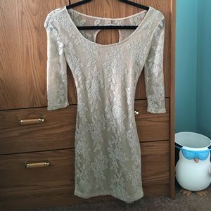 Tan lace sparkly body con
