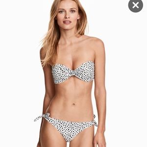 H&M Black and white spotted bandeau bikini