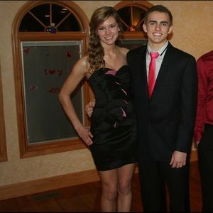 WORN ONCE Jessica McClintock black strapless dress