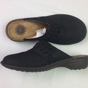 Ugg Australian Black Slide On Leather Clogs SZ 7