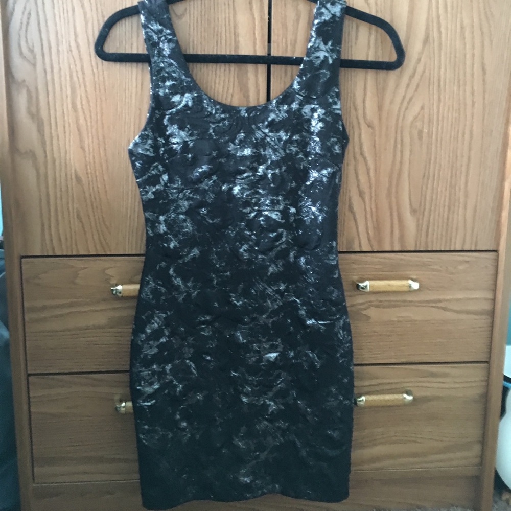 Black & silver body con dress