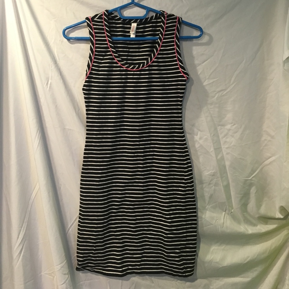 Black and white striped sun dress