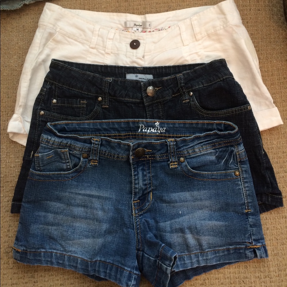 Three papaya shorts.