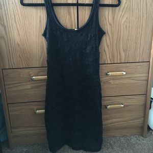 Black lace body con dress