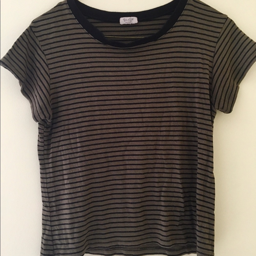 Brandy Melville green/black striped crop top