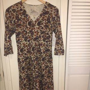 Floral prints brown dress