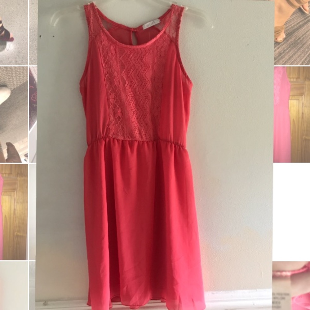Coral Sundress with lace detail