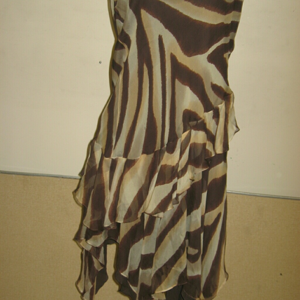 Strapless dress silk brown & beige size 10