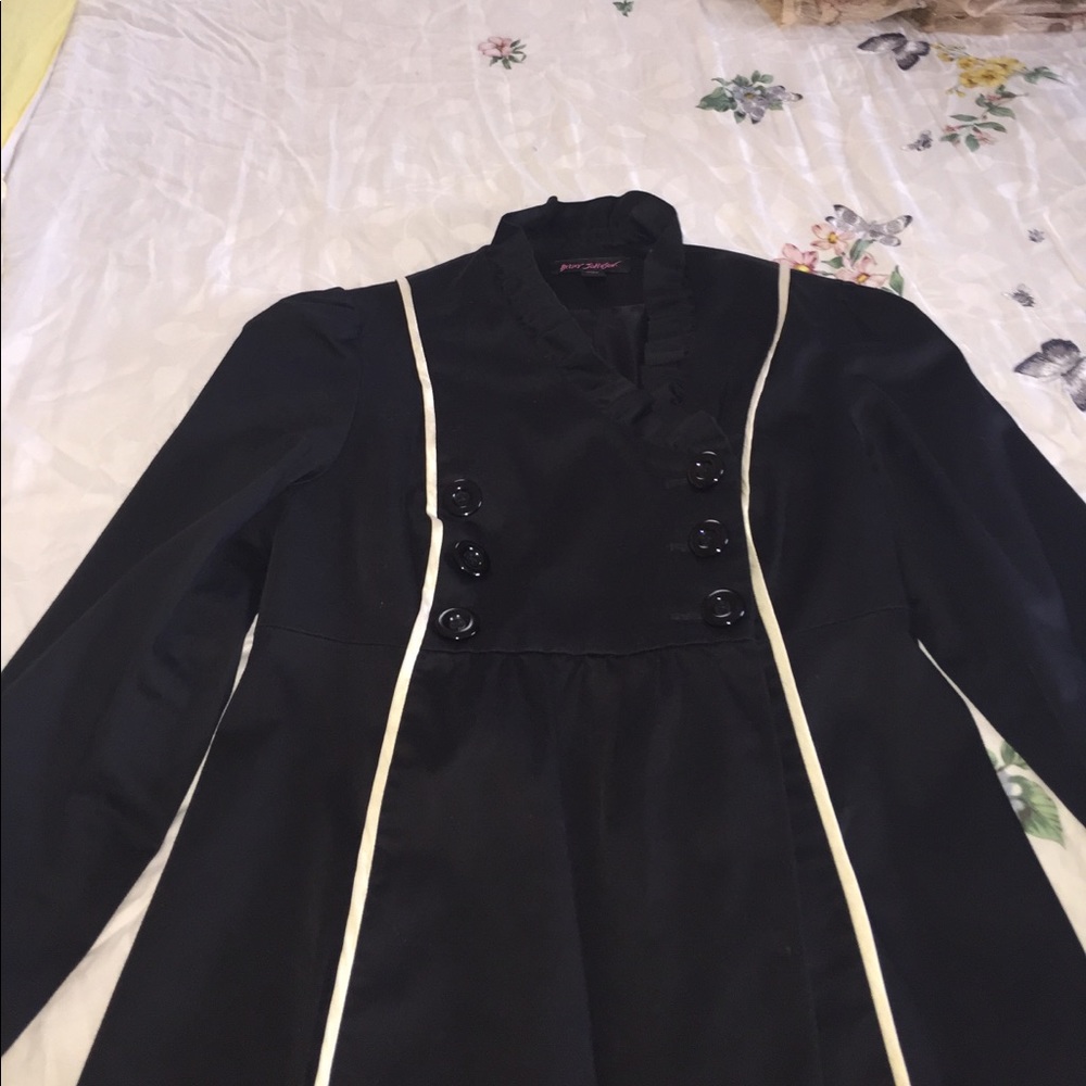 Betsey Johnson Black Empire Waist Coat Size 4