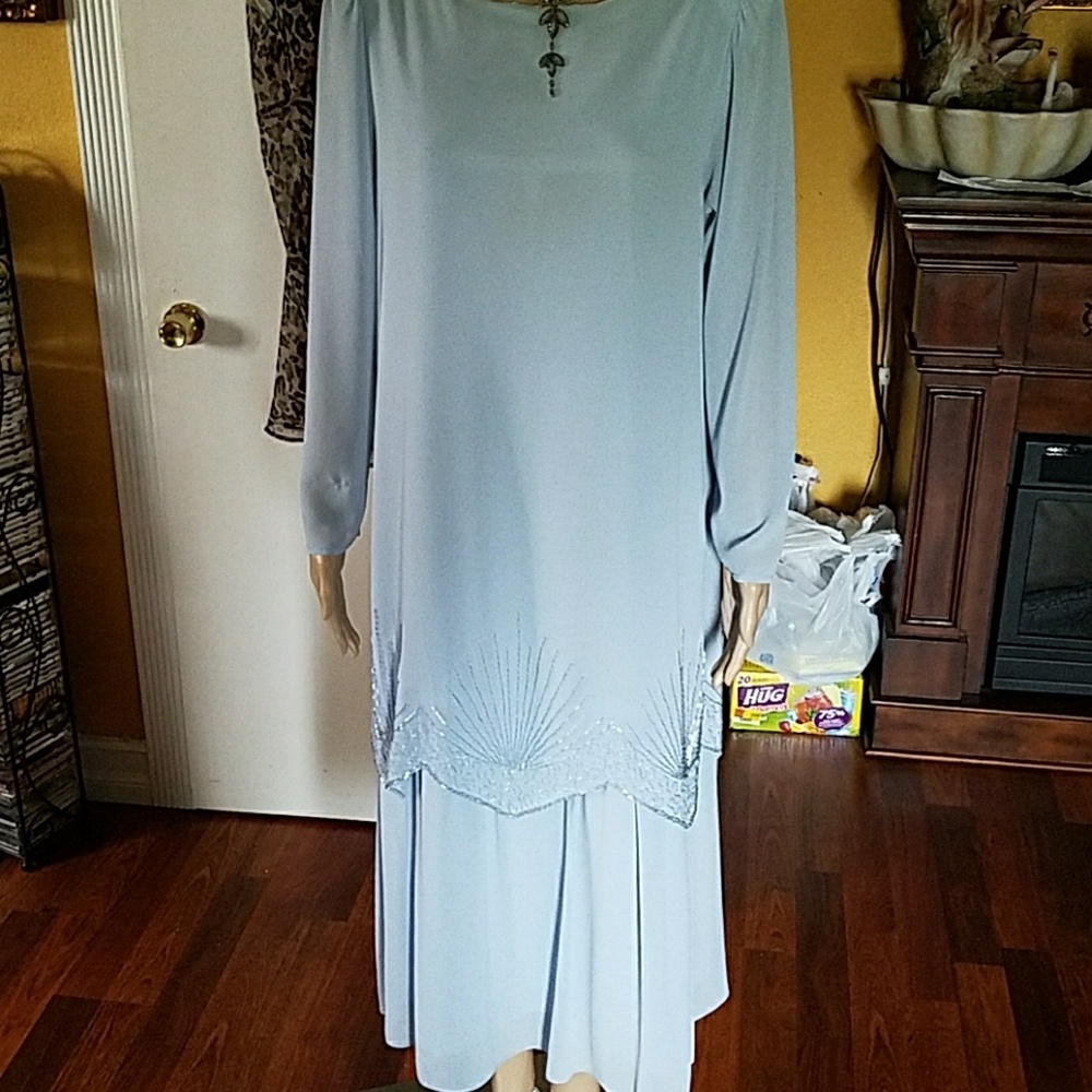 Elegant sky blue midi dress by Samuel Scott