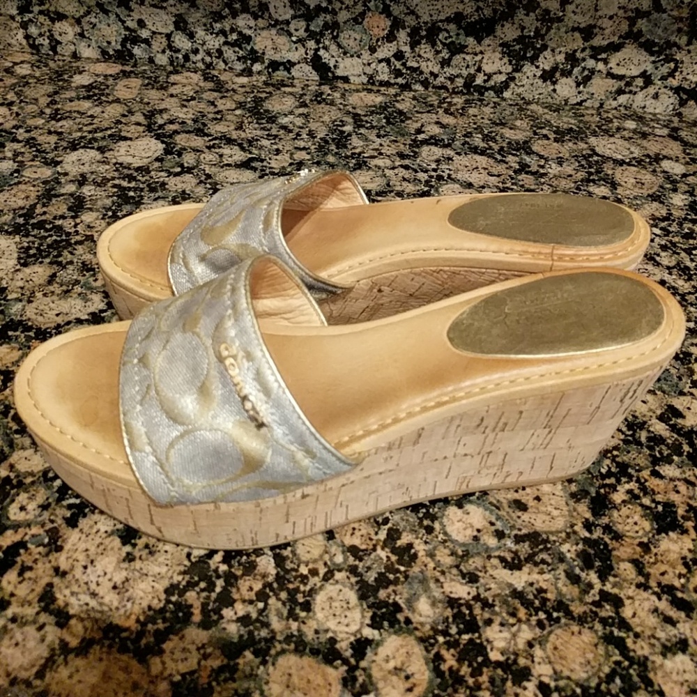 Coach cork platform wedges