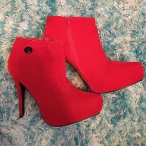 Red velvet booties