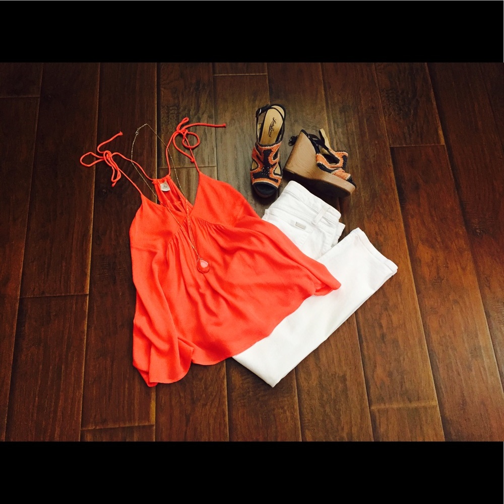 Coral Flowy Paper Crane Blouse