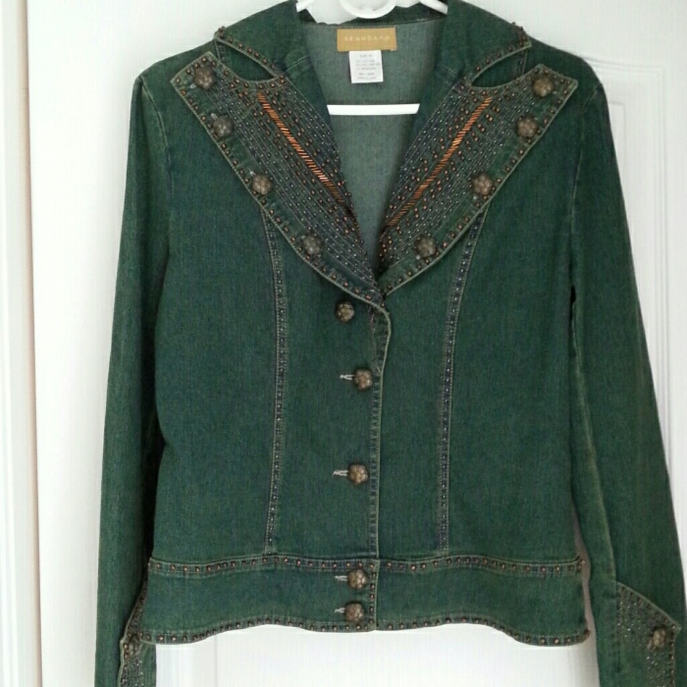 Seandara Ladies Embellished Blue Jean Jacket