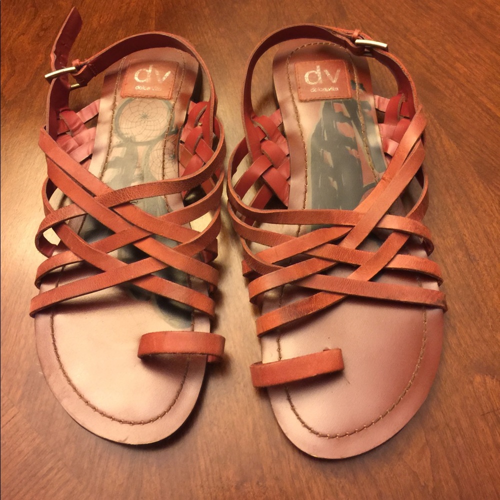 Cognac gladiator sandals