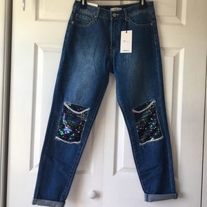 😍 Sequin Kneed High Waisted Denim ✨