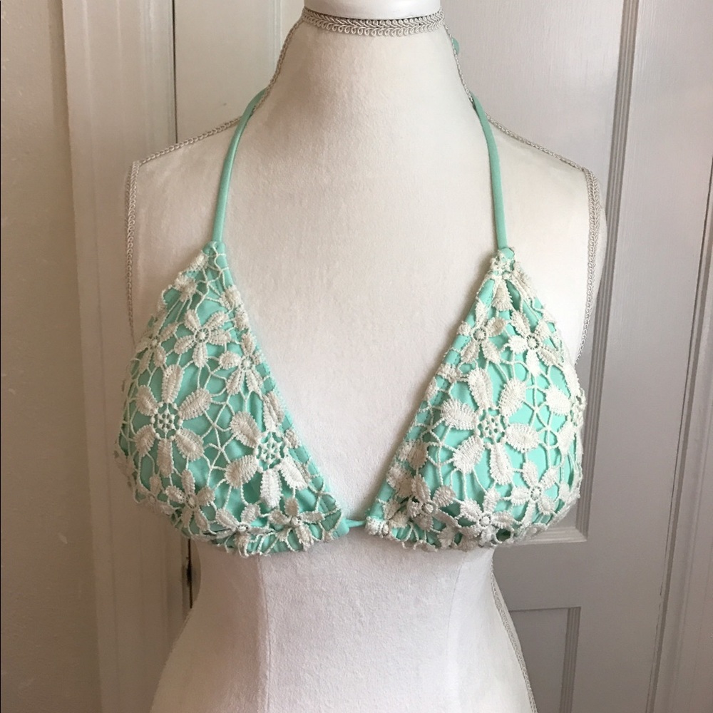 Light teal lace top