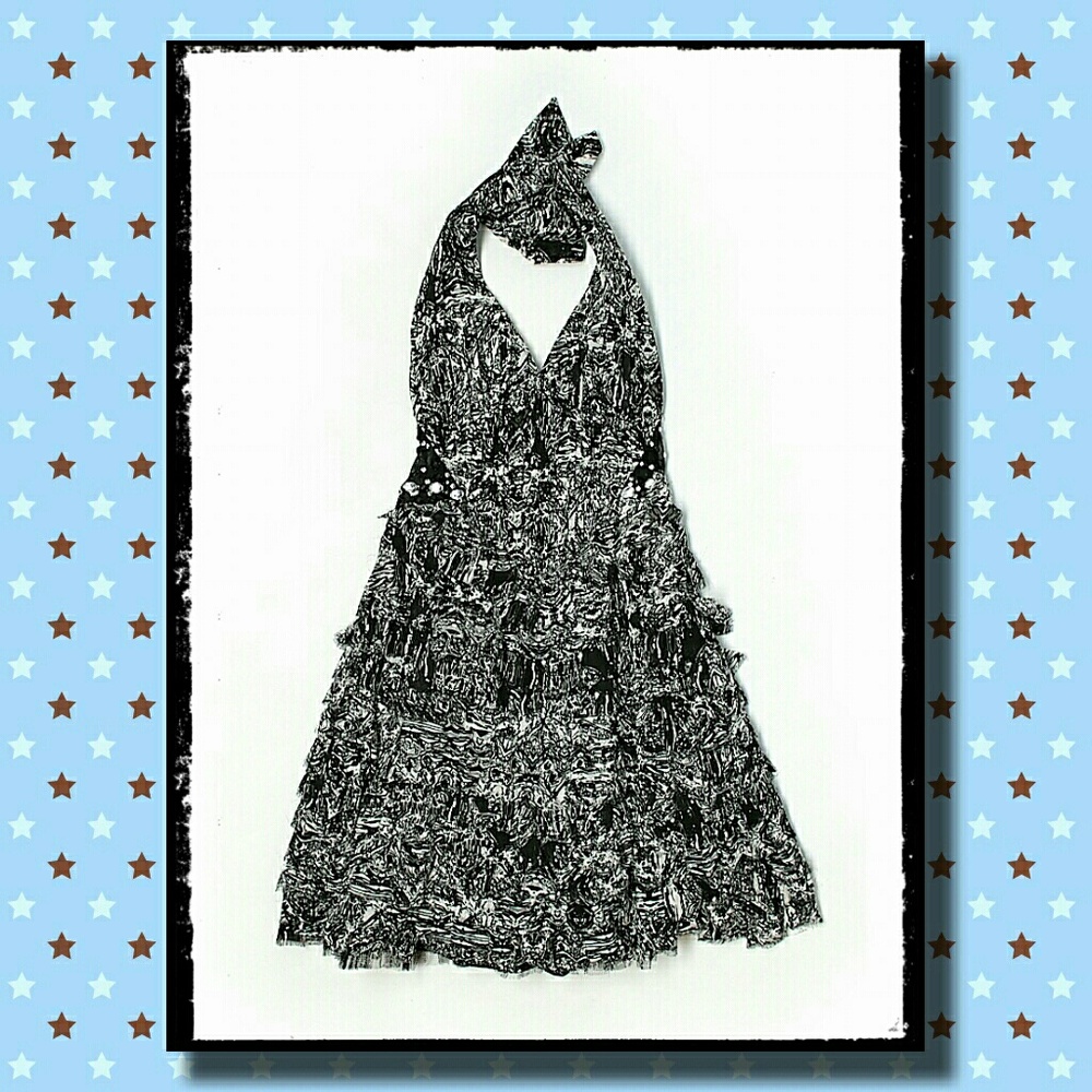Frilled Dress w/ Rhinestone Accents - Picture 1 of 4