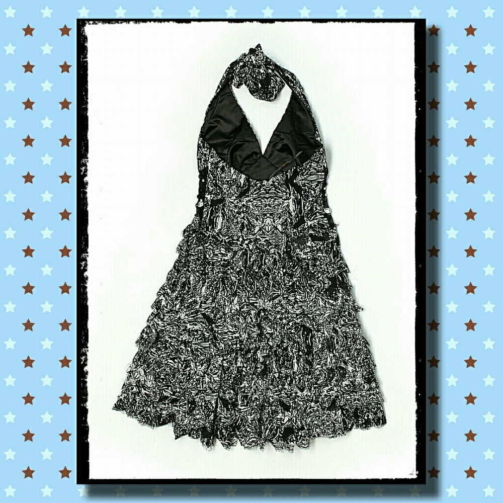 Frilled Dress w/ Rhinestone Accents - Picture 3 of 4