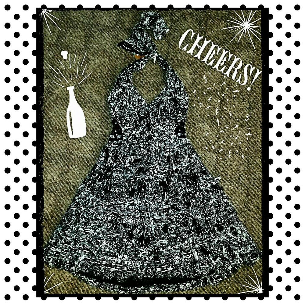 Frilled Dress w/ Rhinestone Accents - Picture 2 of 4