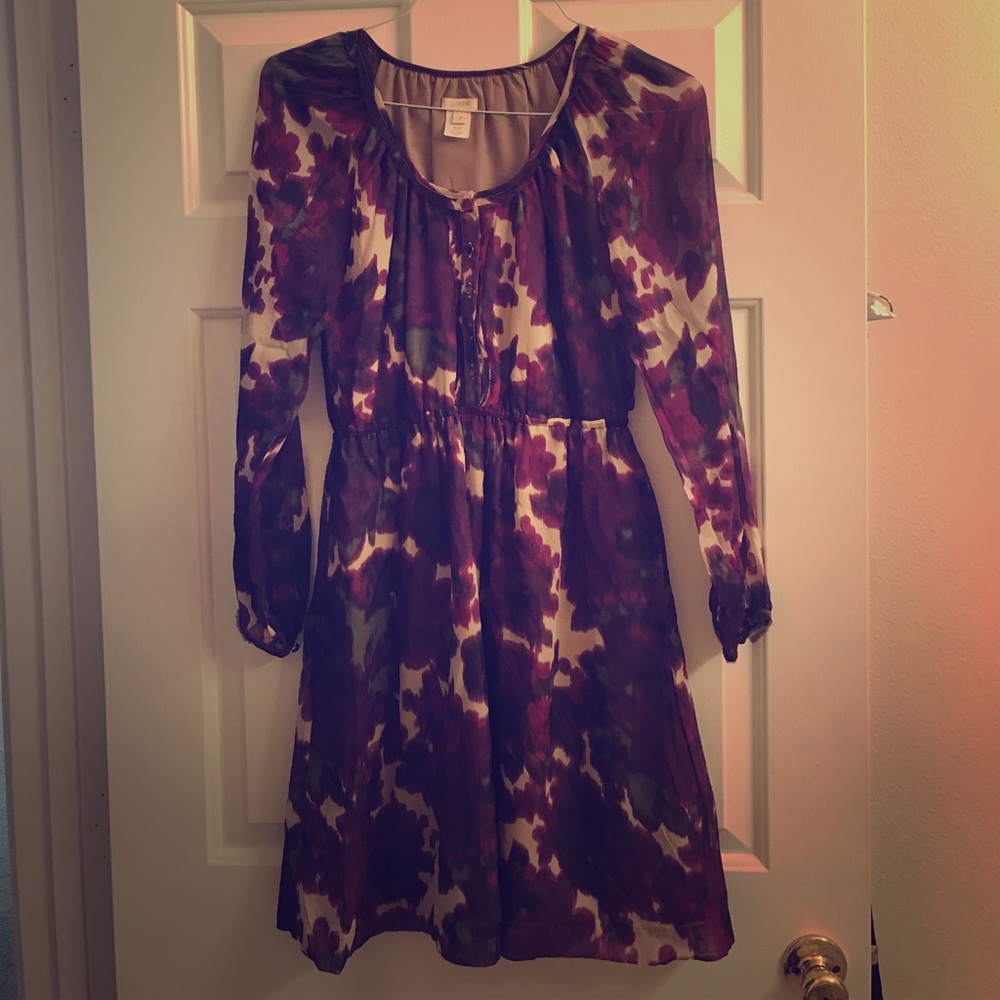 Sz 2 Long Sleeved J Crew Floral Mini-Dress