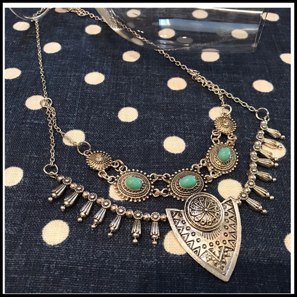 Silver and turquoise Toned Festival Necklace - Picture 3 of 4