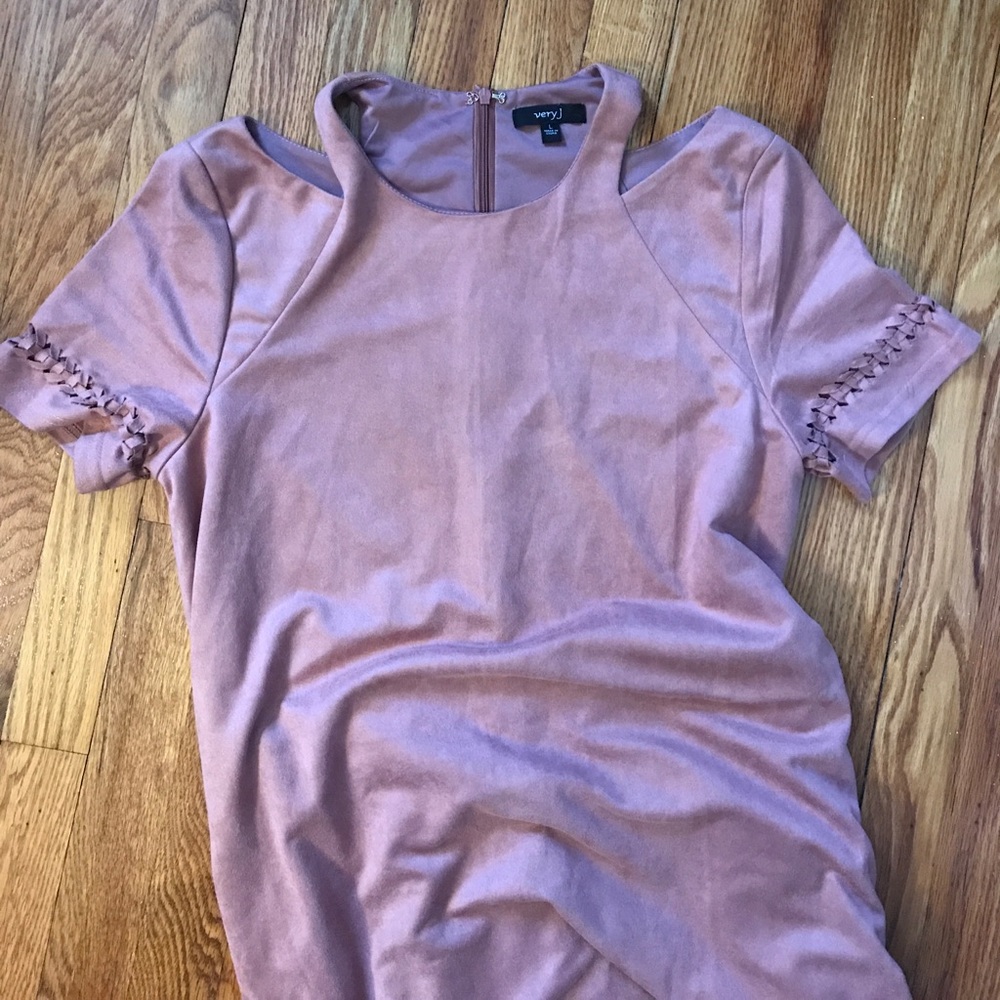 "very J" brand blush Faux Suede Shift Dress