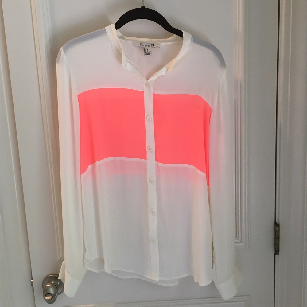 Forever 21 White and Pink Blouse