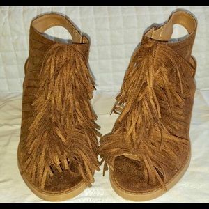 Brown Suede Fringe Heels Size 9